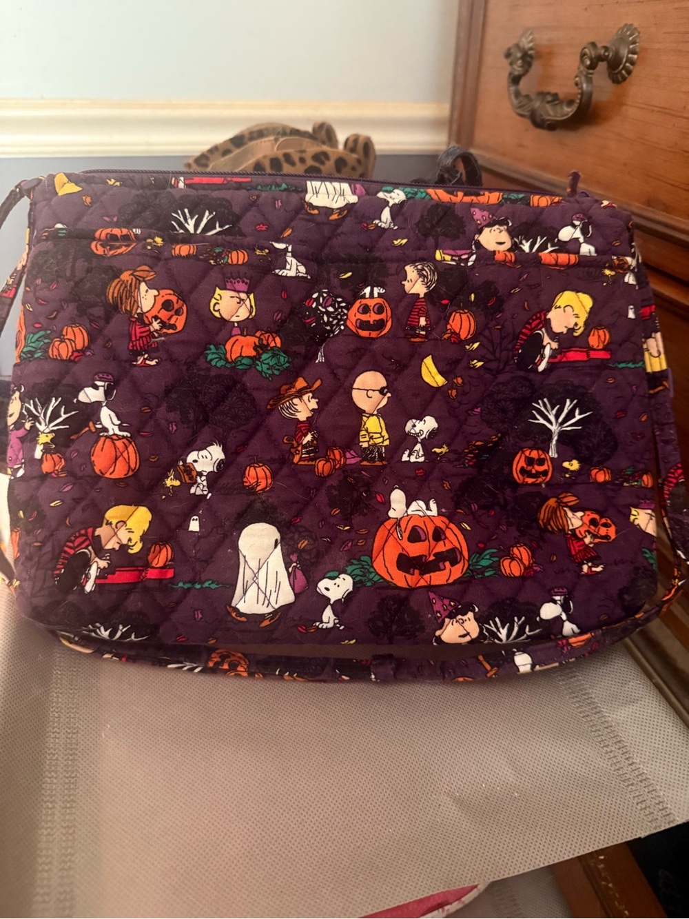Vera Bradley Halloween Quilted Crossbody medium size Purple Snoopy Pumpkin Print